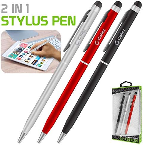 Pro Stylus Pen עבור OnePlus 7T עם דיו, דיוק גבוה, צורה רגישה במיוחד וקומפקטית למסכי מגע [3 חבילה-שחור-אדום-סילבר]